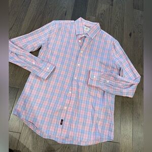 Faherty Casual Pink and Blue Plaid Button-down Shirt